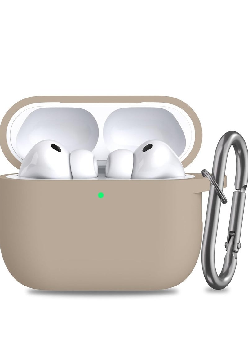 Denx Silicone Protective Case Cover for AirPods Pro 3 , Keychain for Women Men,Suitable for 3nd Generation Case（Milk tea）