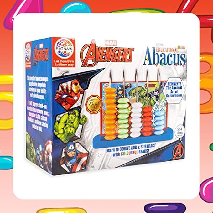 EDUCATIONAL ABACUS JUNIOR AVENGERS FOR COUNTING ADDITION SUBTRACTION|MATH'S LEARNING EARLY EDUCATIONAL KIT TOY FOR KIDS 3+ YEARS,MULTICOLOR - Image 1