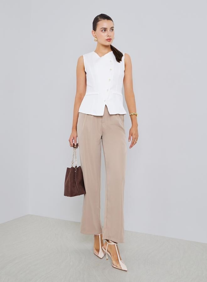 Styli Women White Sleeveless Waistcoat - Image 2