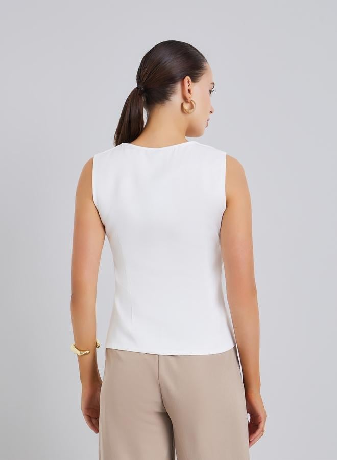 Styli Women White Sleeveless Waistcoat - Image 5