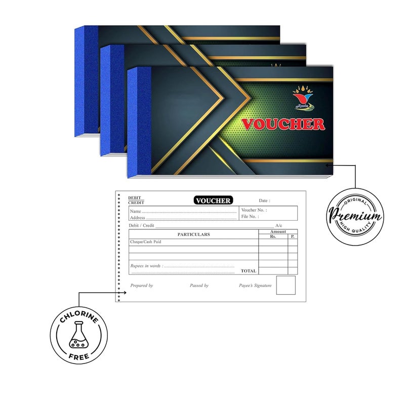 ANVIS Debit/Credit Perforated Voucher Book | 18.5 � 10.5 Cm 50 Sheets (Pack of 3) - Image 3