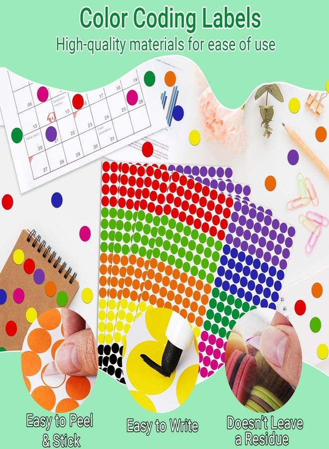 Dreecy 1/2 Inch Colored Dot Stickers, 4800 PCS Round Sticker Labels, Writable Small Circle Stickers with Strong Adhesion & No Residue, Easy to Remove for Pricing, Organizing, Crafts & Toddlers (10 Colors) - Image 3