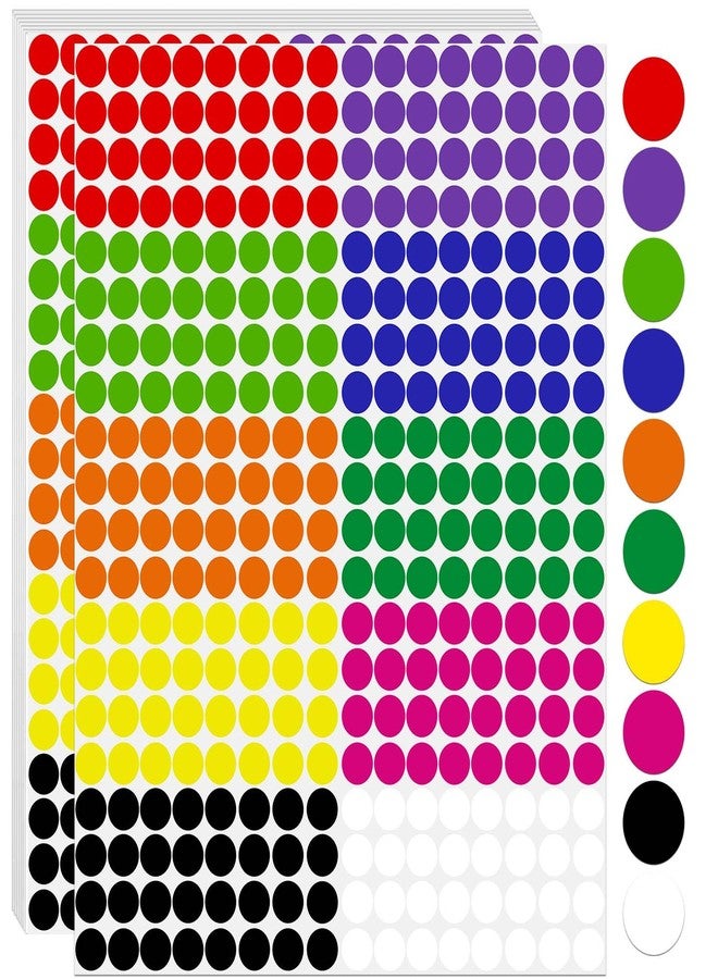 Dreecy 1/2 Inch Colored Dot Stickers, 4800 PCS Round Sticker Labels, Writable Small Circle Stickers with Strong Adhesion & No Residue, Easy to Remove for Pricing, Organizing, Crafts & Toddlers (10 Colors) - Image 1