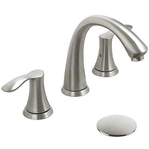 Lava Odoro Brushed Nickel Bathroom Faucet for Sink 2 Handle, Lava Odoro 8 inch Widespread Bathroom Faucet 3 Hole Bathroom Sink Faucet Modern Vanity Faucet with Drain Assembly Supply Line, BF405-BN - Image 1