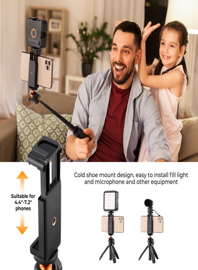 K&F CONCEPT Portable Extendable Selfie Stick Tripod Aluminum Alloy 1/4 In Screw 2kg Load Capacity with Phone Holder Remote Shutter Replacement for iPhone 15/14/13/12 Mirrorless Camera Vlog Live - Image 2