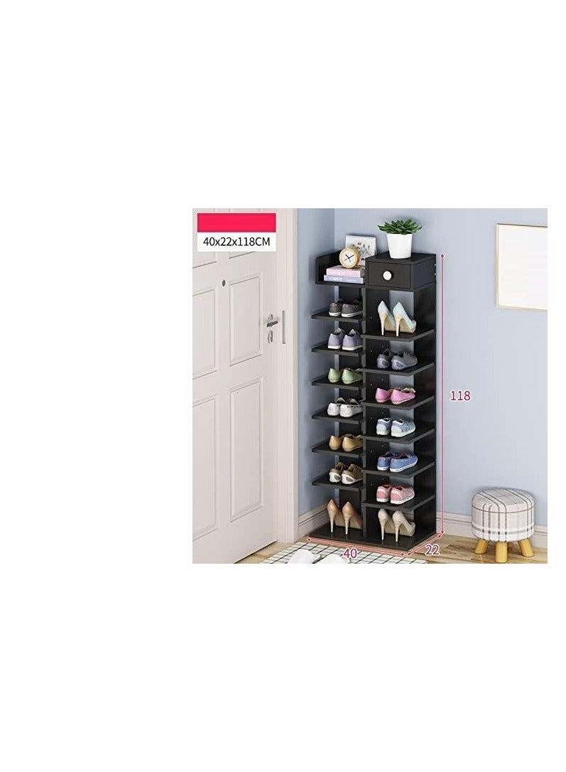 بلومنغ تايم رف تخزين خشبي من 7 طبقات رف أحذية مريح باللون الأسود - Image 3