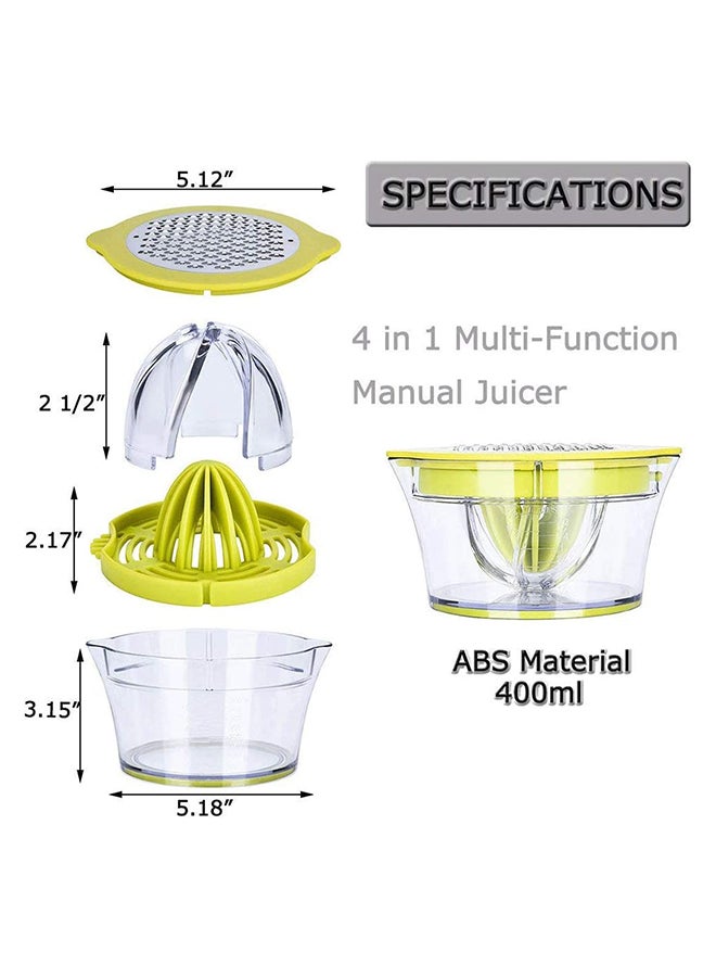 Citrus Lemon Orange Juicer Manual Hand Squeezer with Built-in Measuring Cup and Grater, 12OZ, Green green  - Image 2