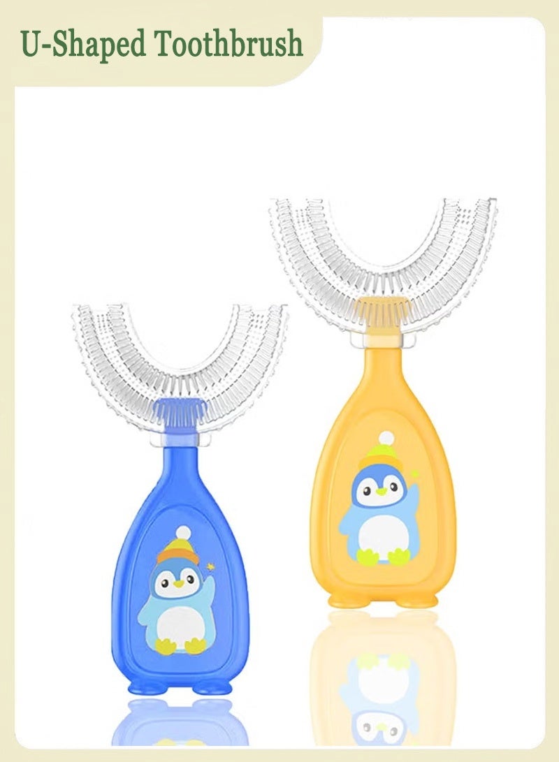 2 Pieces U-Shaped Toothbrush Kids, Manual Whole Mouth for Age 2-6, 360° Oral Teeth Cleaning Design - Image 1