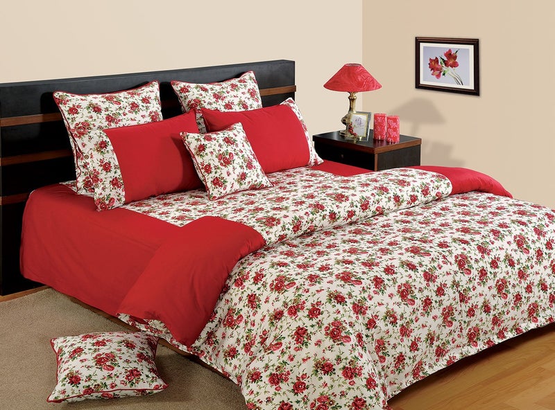 Swayam Shades of Paradise Printed Cotton Single Duvet Cover - Red (TSR01-6904) - Image 1