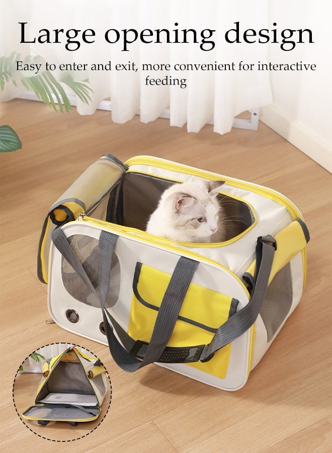 DUNISO Portable Pet Carrier Bag Foldable Soft Sided Pet Travel Carrier Bag with Adjustable Shoulder Strap Breathable Comfortable Large Capacity Top Load Pet Transport Bag for Small and Medium-sized Cats and Pets - Image 2