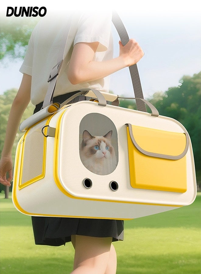 DUNISO Portable Pet Carrier Bag Foldable Soft Sided Pet Travel Carrier Bag with Adjustable Shoulder Strap Breathable Comfortable Large Capacity Top Load Pet Transport Bag for Small and Medium-sized Cats and Pets - Image 1