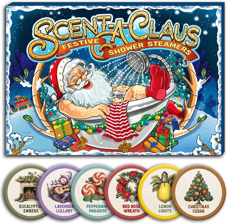 Shower Steamers Christmas Stocking Stuffers for Women  ScentAClaus Christmas Gifts Box  Set of 6 Holiday Theme Flavors Mom Gifts for Her 2024 White Elephant Wife Girlfriend Teen Girls Teenagers