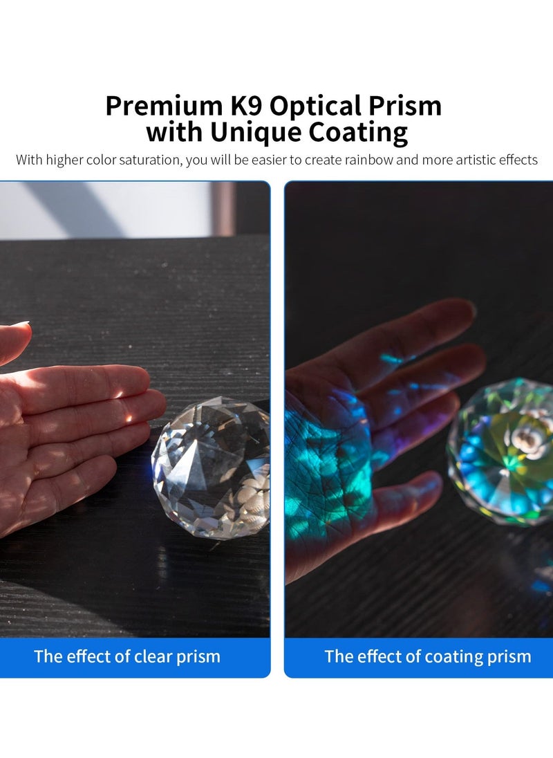 واي آند دي Photography Prism, Optical Crystal Glass Ball Filter with 1/4" Thread Mount, Portable 60mm Rainbow Prism for Photos and Teaching Light Spectrum Physics  - Image 3