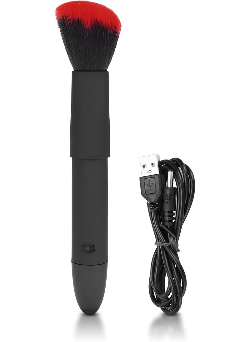 ATRJSZ Powered Electric Makeup Brush, 10 Gear Vibration Rechargeable Cosmetic Foundation Brush Electric Makeup Foundation Concealer Tools for Liquid Powder Blusher (Black) - Image 1