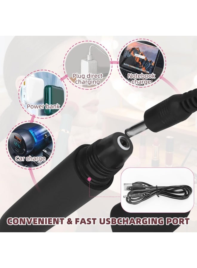 ATRJSZ Powered Electric Makeup Brush, 10 Gear Vibration Rechargeable Cosmetic Foundation Brush Electric Makeup Foundation Concealer Tools for Liquid Powder Blusher (Black) - Image 3