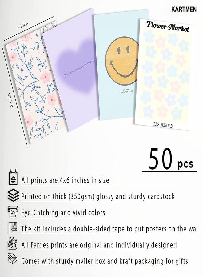 KARTMEN 50 Photo Wall Collage Kit || Danish Pastel Room Decor Aesthetic, 4 x 6 Inches Posters for Wall Decoration - Glue Dots Included- Blue,Paper - Image 2