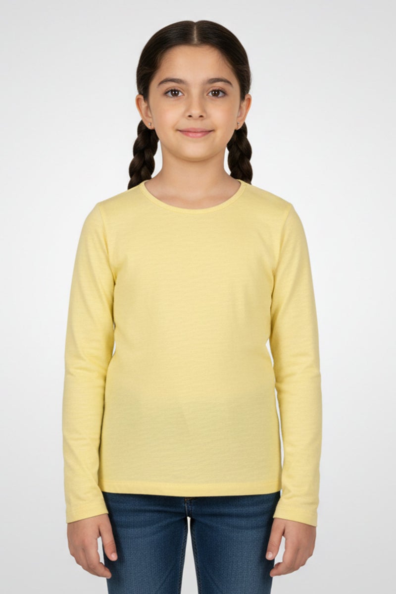 Hamleys Kids Girl Heather Long Sleeve Top, Yellow - Image 1