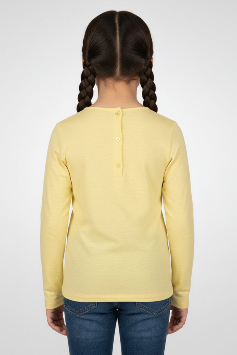 Hamleys Kids Girl Heather Long Sleeve Top, Yellow - Image 2