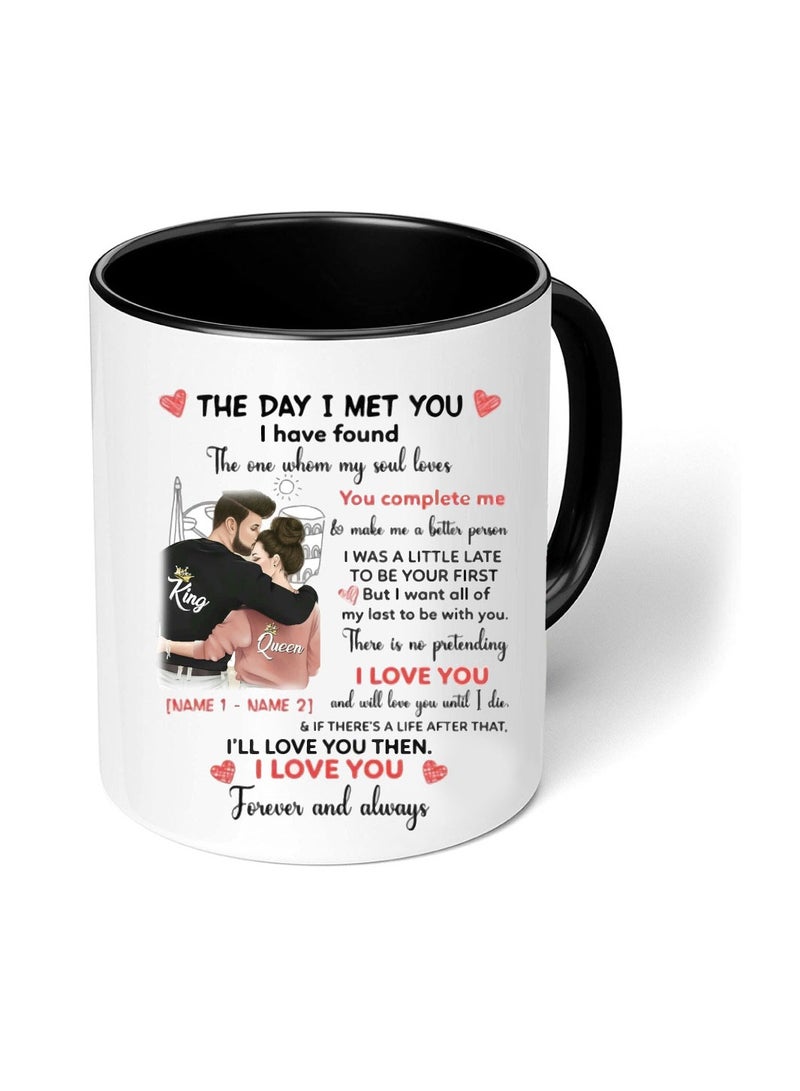 PRINTSHOP4ME Happy Valentine Day with a Black Two-Tone Coffee Mug - Perfect for Couples - Gift for Your Loved One - Gifts for Him Husband - Dad - Boyfriend on Valentines Day  - Image 1