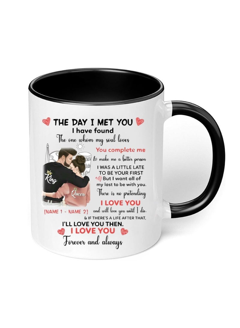 PRINTSHOP4ME Happy Valentine Day with a Black Two-Tone Coffee Mug - Perfect for Couples - Gift for Your Loved One - Gifts for Him Husband - Dad - Boyfriend on Valentines Day  - Image 5