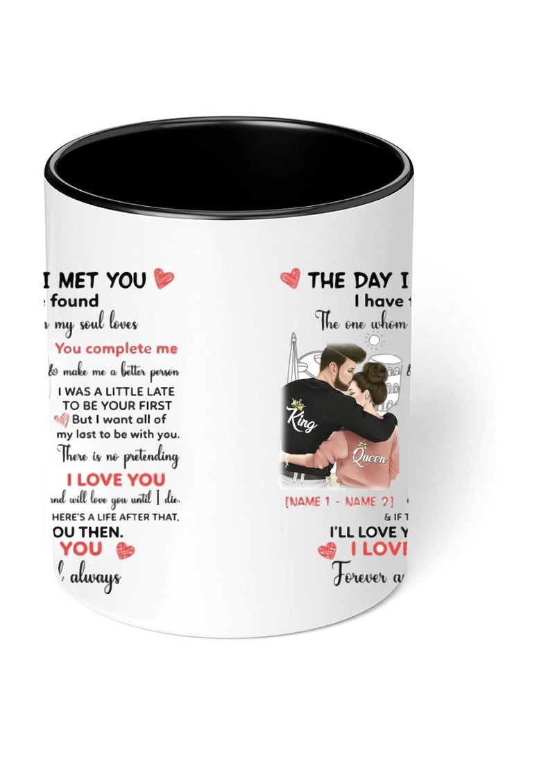 PRINTSHOP4ME Happy Valentine Day with a Black Two-Tone Coffee Mug - Perfect for Couples - Gift for Your Loved One - Gifts for Him Husband - Dad - Boyfriend on Valentines Day  - Image 4