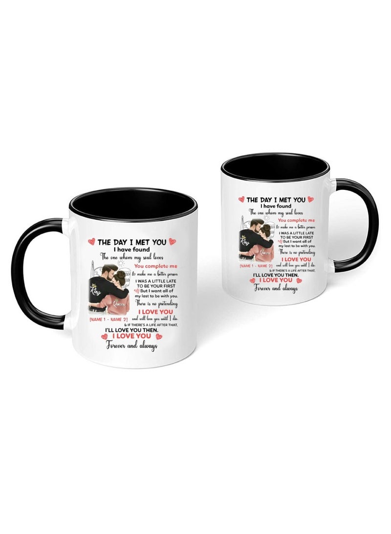 PRINTSHOP4ME Happy Valentine Day with a Black Two-Tone Coffee Mug - Perfect for Couples - Gift for Your Loved One - Gifts for Him Husband - Dad - Boyfriend on Valentines Day  - Image 2