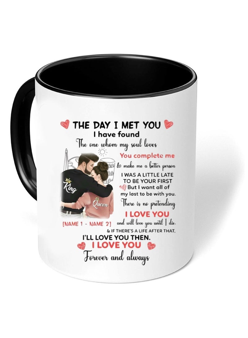 PRINTSHOP4ME Happy Valentine Day with a Black Two-Tone Coffee Mug - Perfect for Couples - Gift for Your Loved One - Gifts for Him Husband - Dad - Boyfriend on Valentines Day  - Image 3