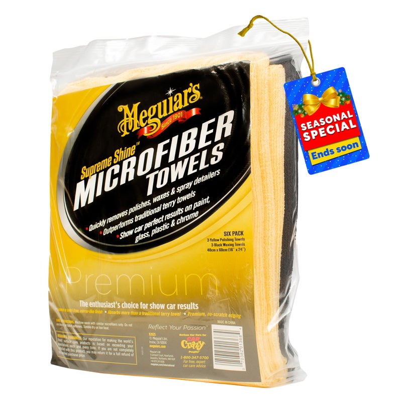 Meguiar's Supreme Shine Microfiber Towels for Cars, Ultra-Plush Car Microfiber Towel Set for Quickly Removing Product Without Leaving Swirls on Paint, Glass, Plastic, or Chrome - Image 1