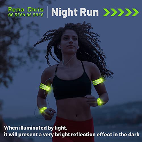 Rena Chris Reflective Running Gear, 4pcs High Visibility Reflective Arm Bands for Night Walking, Safety Running Gear with Reflective Tape for Clothing, Reflectors for Walking at Night, Running Safety Gear for Women, Man, Kids - Image 2