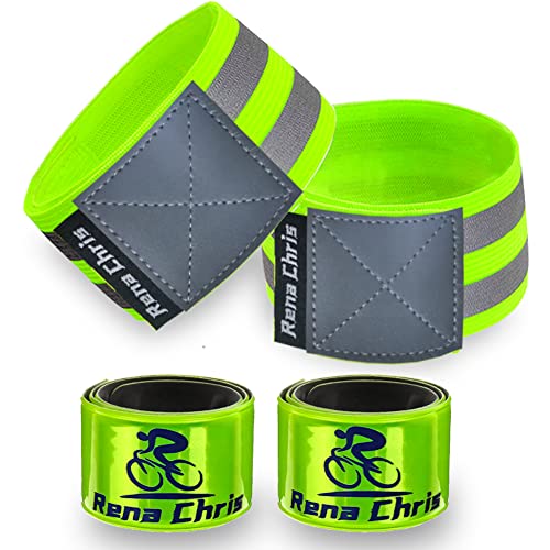 Rena Chris Reflective Running Gear, 4pcs High Visibility Reflective Arm Bands for Night Walking, Safety Running Gear with Reflective Tape for Clothing, Reflectors for Walking at Night, Running Safety Gear for Women, Man, Kids - Image 1