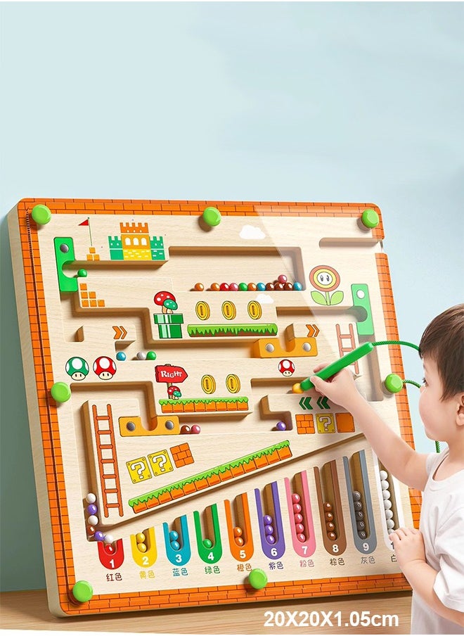 FUNCOT Magnetic Game Labyrinth 2 3 4 Years, Magnetic Toy Children Montessori Toy 2-4 Years Wooden Toy from 2-4 Years Educational Games from 2-4 Years Gift Girl Boy (Large)  - Image 1