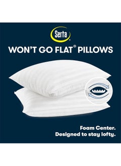 Serta SERTA Won't Go Flat Standard/Queen Size Set of 2 Down Alternative Bedding Pillow for Back, Stomach or Side Sleepers  - Image 3