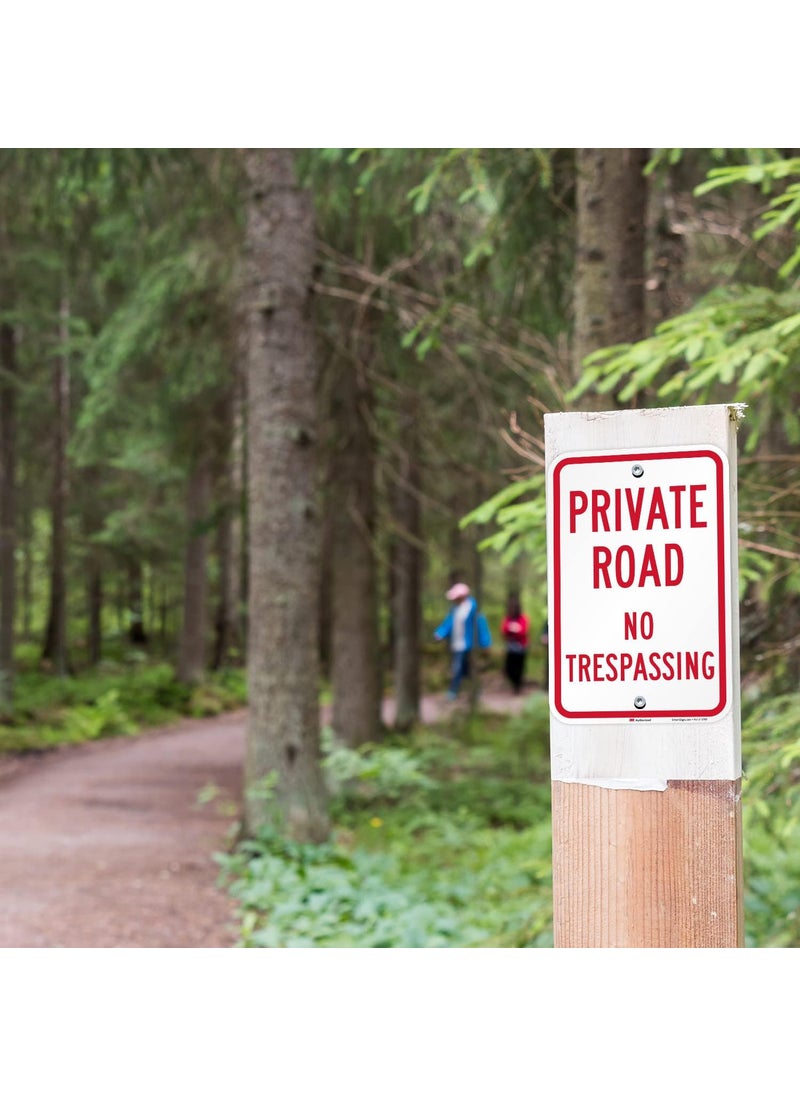 SmartSign SmartSign 18 x 12 inch Private Road  No Trespassing Metal Sign 63 mil Aluminum 3M Laminated Engineer Grade Reflective Material Red and White  - Image 3