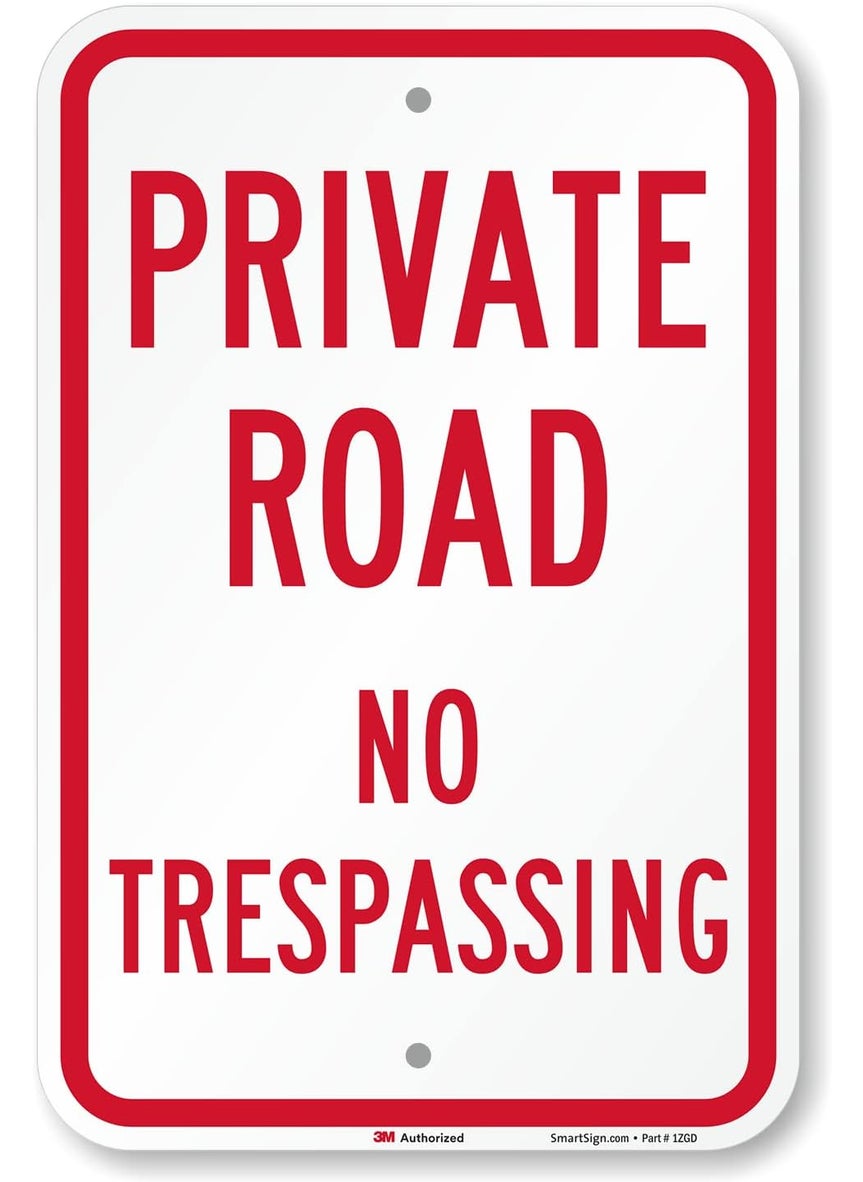 SmartSign SmartSign 18 x 12 inch Private Road  No Trespassing Metal Sign 63 mil Aluminum 3M Laminated Engineer Grade Reflective Material Red and White  - Image 1