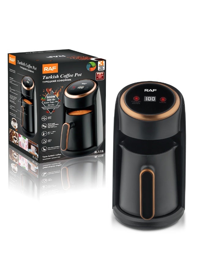 آر إيه أف غلاية قهوة إسبريسو كهربائية 600 واط بسعة 300 مل مع إيقاف تلقائي ومنع تناثر، تحكم حراري نحاسي، قاعدة غير قابلة للانزلاق – جهاز قهوة وشاي محمول للمكتب - Image 5