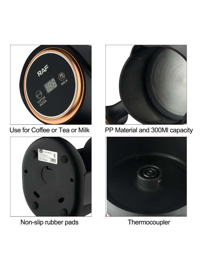 آر إيه أف غلاية قهوة إسبريسو كهربائية 600 واط بسعة 300 مل مع إيقاف تلقائي ومنع تناثر، تحكم حراري نحاسي، قاعدة غير قابلة للانزلاق – جهاز قهوة وشاي محمول للمكتب - Image 4