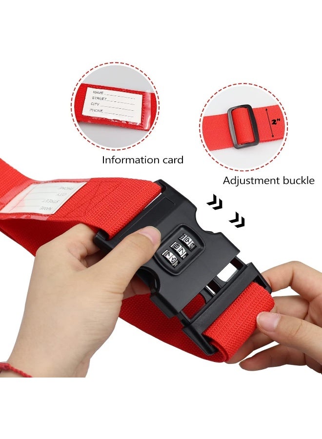 Poaker Red Luggage Strap with 3 Digit Combination Lock Adjustable Travel Packing Belt with Secure Password Lock for Suitcases and Bags Travel Essentials for Luggage Safety - Image 2