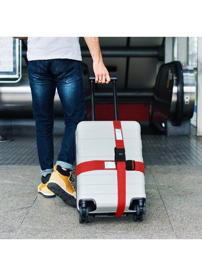 Poaker Red Luggage Strap with 3 Digit Combination Lock Adjustable Travel Packing Belt with Secure Password Lock for Suitcases and Bags Travel Essentials for Luggage Safety - Image 5