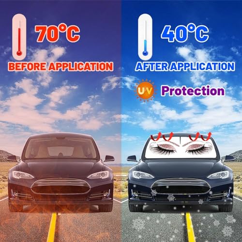 Socira Gorgeous Eyelash Car Windshield Sun Shade Umbrella Foldable Sunshade for Front Window Auto Windshield Sunshade Protect from Sun Rays Heat 57'' X 30'' Fits Most Cars Trucks & Suvs - Image 5