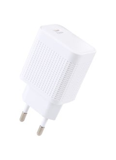 LZ-106PD 25W USB-C / Type-C Ports Plaid Pattern Travel Charger, EU Plug(White)