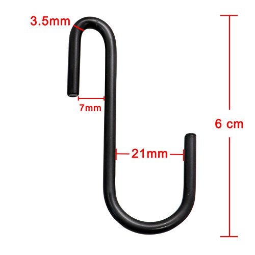 YourGift 10 Pack Heavy Duty S Hooks Black S Shaped Hooks Hanging Hangers Hooks for Kitchen, Bathroom, Bedroom and Office: Pan, Pot, Coat, Bag, Plants(10 Pack/Black/Small) - Image 3