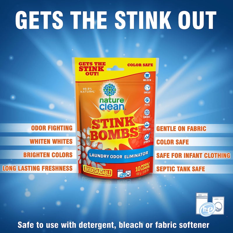 Nature Clean Stink Bomb Odor Remover Pacs for Laundry, 10 Count - Image 4