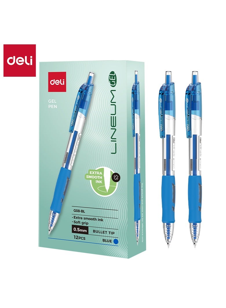Deli EG08-BL 0.5mm Gel Pen Blue Ink 12pcs 鈥?ideal for office, school & everyday writing - Image 2