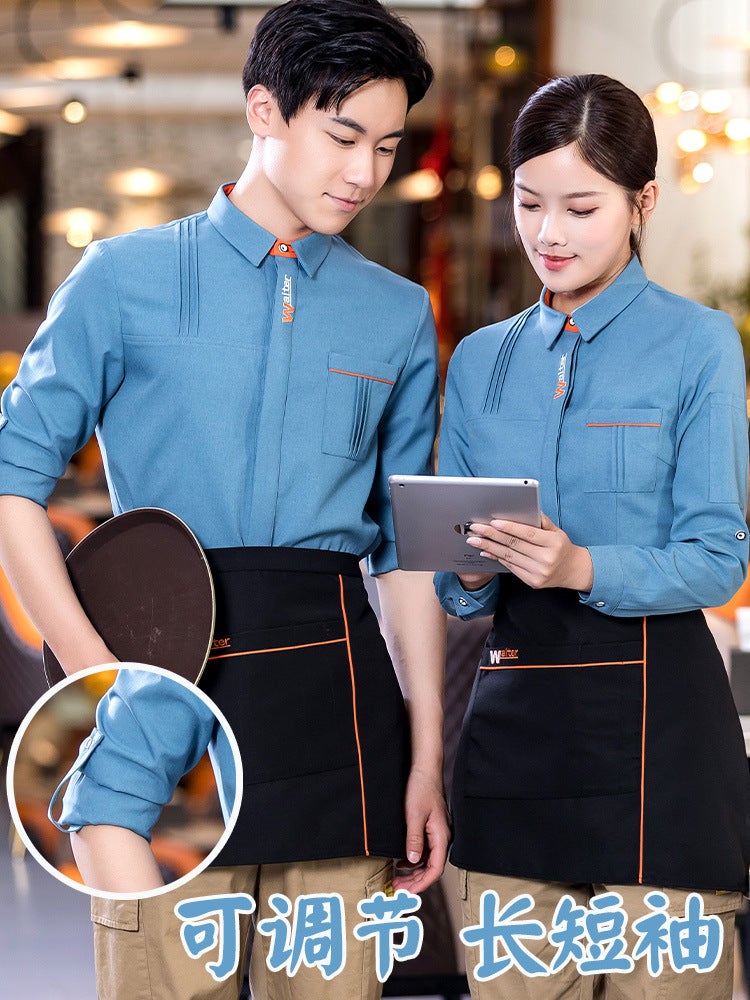 El Waiter Work Clothes Women'S Summer Chinese Food Pot Restaurant Plus Size Long-Sleeved Top Short-Sleeved Men'S Custom - Image 2