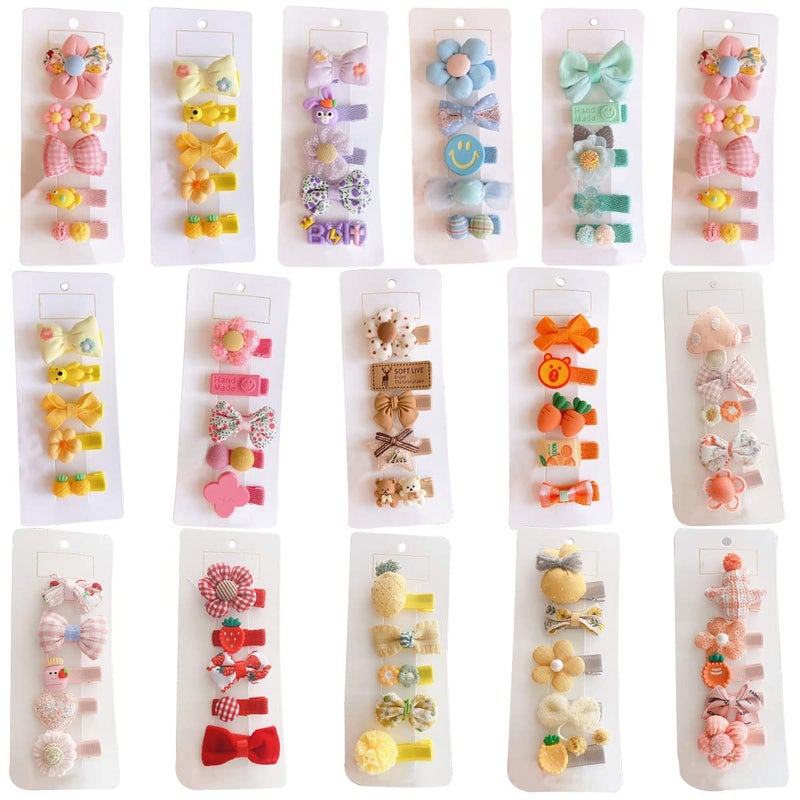 FZBNSRKO Velvet Ribbon Hair Clip,25pcs Baby Hair Clips Cartoon fruit Animal Pattern Colorful Flower Hairpins Fully Lined Alligator Hair Barrettes for Girls,Kids,Baby(Random Color) - Image 1