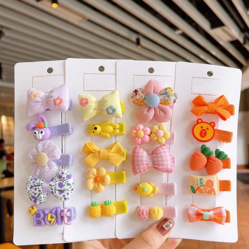 FZBNSRKO Velvet Ribbon Hair Clip,25pcs Baby Hair Clips Cartoon fruit Animal Pattern Colorful Flower Hairpins Fully Lined Alligator Hair Barrettes for Girls,Kids,Baby(Random Color) - Image 4