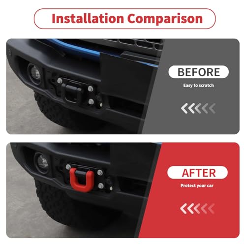 Linskip for Capable Steel Bumper Tow Hook Covers Fit for 2021-2024 Ford Bronco Accessories, Tow Hook Rubber Sleeve Protectors for Bronco Exterior Accessories(Red) - Image 4
