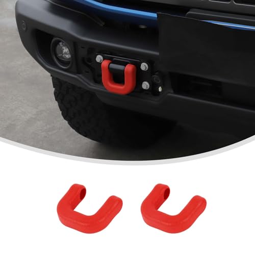 Linskip for Capable Steel Bumper Tow Hook Covers Fit for 2021-2024 Ford Bronco Accessories, Tow Hook Rubber Sleeve Protectors for Bronco Exterior Accessories(Red) - Image 1