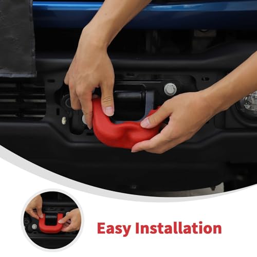 Linskip for Capable Steel Bumper Tow Hook Covers Fit for 2021-2024 Ford Bronco Accessories, Tow Hook Rubber Sleeve Protectors for Bronco Exterior Accessories(Red) - Image 5