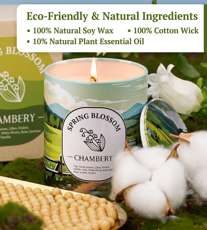 CHAMBERY Spring Blossom Candle | New England Countryside View | Light Floral Fragrance Perfect for Spring | Ideal for Motherâ€™s Day Gifting | Soy Wax with Lead-Free Cotton Wick | 55-Hour Burn - Image 3